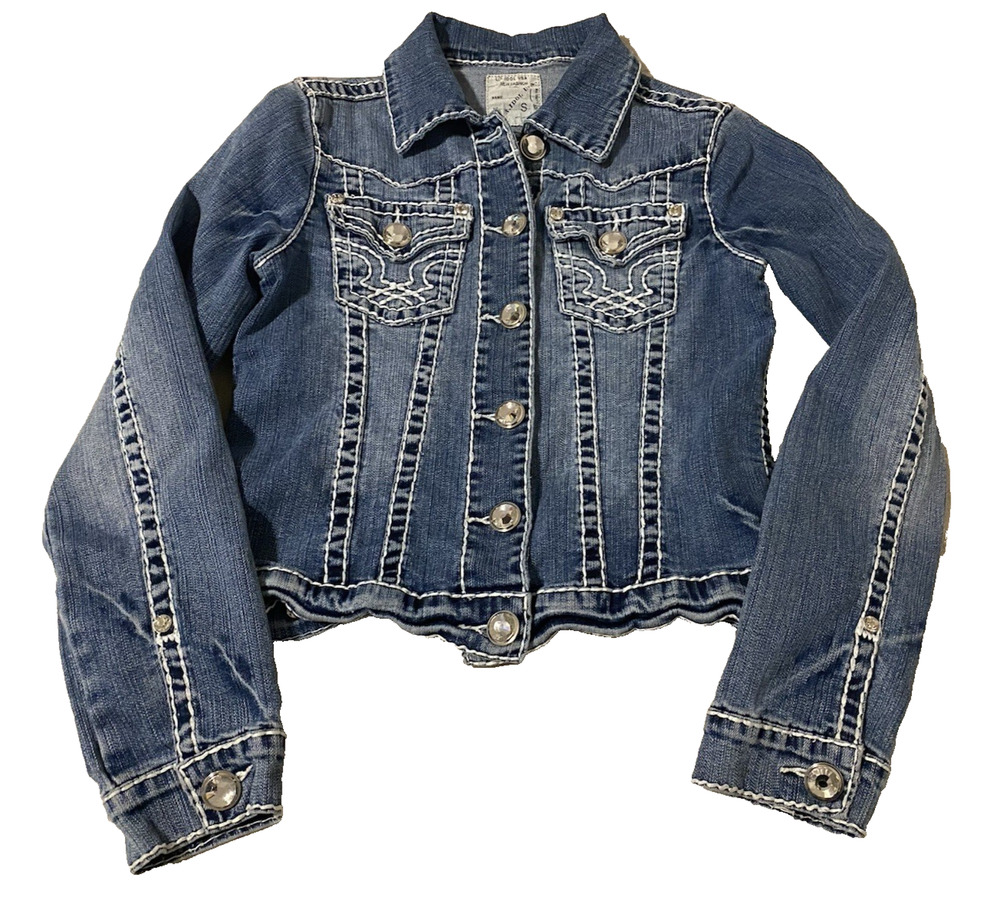 LA Idol Womens Jean Jacket Size Small Denim Western Cowgirl Jeweled Buttons